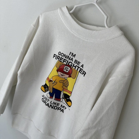 Im Gonna Be a Firefighter Just Like My Grandpa Kids Youth S Pullover Sweater VTG - Picture 6 of 14